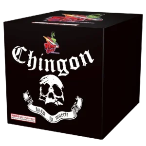 Black firework box with skull design.