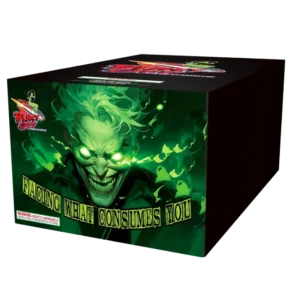 Green-themed box with creepy character illustration.