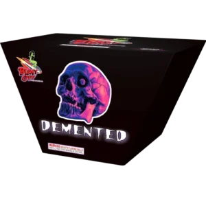 Firework box with colorful skull design.