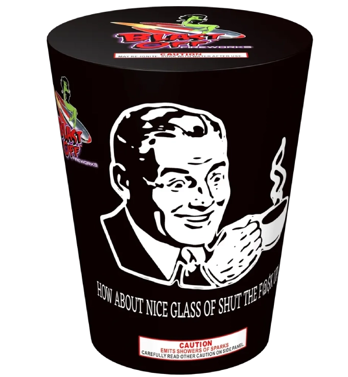 Humorous mug design with retro man illustration.