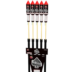 Pack of red-tipped fireworks rockets.